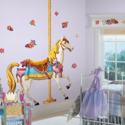 Bytová samolepící dekorace. Dekorační samolepky na zeď. Samolepící obrázky koní. Nálepky jako inspirace výzdoby pro dětský pokoj. Aplikace Bílý kůň.